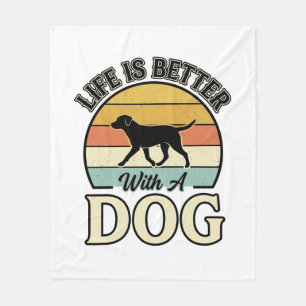Leven is beter met een hond vintage shirt ontwerp_ fleece deken