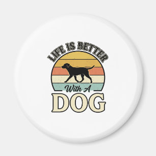 Leven is beter met een hond vintage shirt ontwerp_ magneet
