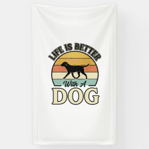 Leven is beter met een hond vintage shirt ontwerp_ spandoek
