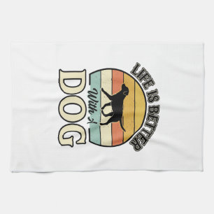 Leven is beter met een hond vintage shirt ontwerp_ theedoek