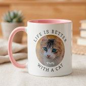 Leven is beter met een kat, aangepaste foto en naa mok