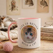 Leven is beter met een kat, aangepaste foto en naa mok