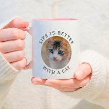 Leven is beter met een kat, aangepaste foto en naa