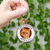 Leven is beter met een kat aangepaste huisdier fot sleutelhanger (Hand)