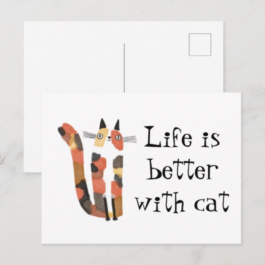 Leven is beter met een kat briefkaart (Voorkant / Achterkant)
