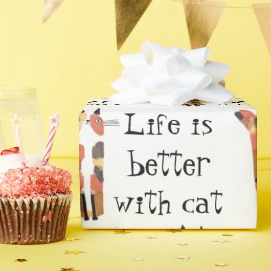 Leven is beter met een kat cadeaupapier (Verjaardagsfeest)