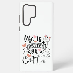 Leven is beter met een kat citaat slogan samsung galaxy hoesje