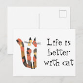 Leven is beter met een kat feestdagenkaart (Voorkant / Achterkant)