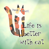 Leven is beter met een kat raamsticker (Vel 3)