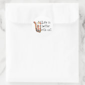 Leven is beter met een kat ronde sticker (Tas)