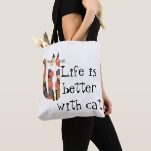 Leven is beter met een kat tote bag