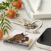 Leven Is Beter Met Een Paard Script Foto Monogram Sleutelhanger (Voorkant Rechts)
