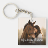 Leven Is Beter Met Een Paard Script Foto Monogram Sleutelhanger (Voorkant)
