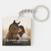 Leven Is Beter Met Een Paard Script Foto Monogram Sleutelhanger (Achterkant)