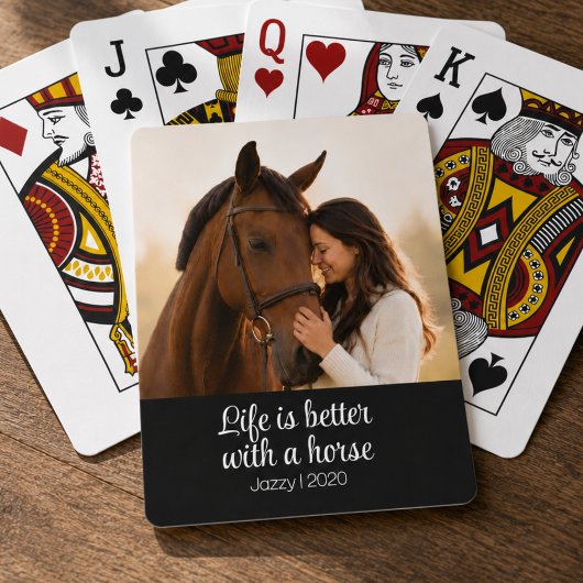 Leven Is Beter Met Een Paard Script Monogram Pokerkaarten