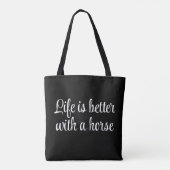 Leven Is Beter Met Een Paard Zwart Script Minimaal Tote Bag (Achterkant)