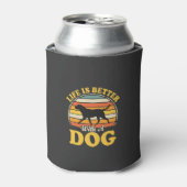 Leven Is Beter Met Een Retro Hond Blikjeskoeler (Blikje Voorkant)