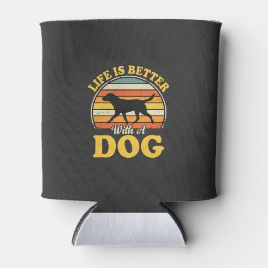 Leven Is Beter Met Een Retro Hond Blikjeskoeler (Voorkant)