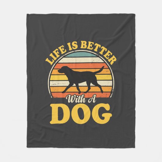 Leven Is Beter Met Een Retro Hond Fleece Deken (Voorkant)