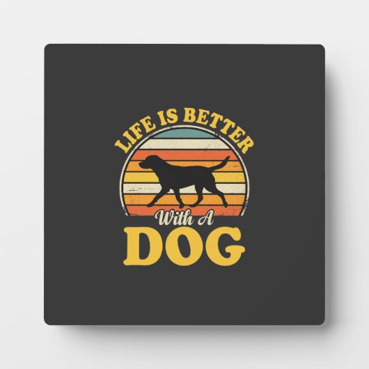 Leven Is Beter Met Een Retro Hond Fotoplaat (Voorkant)