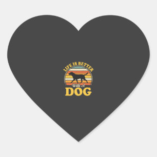 Leven Is Beter Met Een Retro Hond Hart Sticker