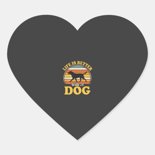 Leven Is Beter Met Een Retro Hond Hart Sticker (Voorkant)