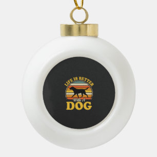 Leven Is Beter Met Een Retro Hond Keramische Bal Ornament