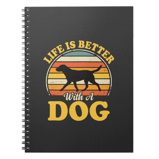 Leven Is Beter Met Een Retro Hond Notitieboek (Voorkant)