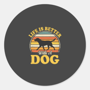 Leven Is Beter Met Een Retro Hond Ronde Sticker