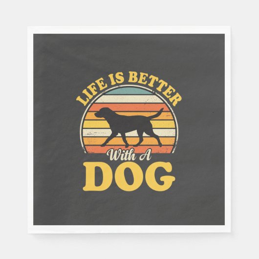 Leven Is Beter Met Een Retro Hond Servet (Voorkant)