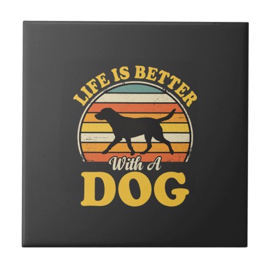 Leven Is Beter Met Een Retro Hond Tegeltje (Voorkant)