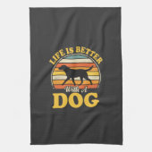 Leven Is Beter Met Een Retro Hond Theedoek (Verticaal)