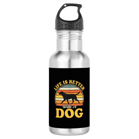 Leven Is Beter Met Een Retro Hond Waterfles (Voorkant)