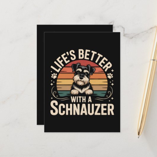 Leven is beter met een Schnauzer Aankondigingskaart (Voorkant / Achterkant in situ)