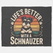 Leven is beter met een Schnauzer Fleece Deken (Voorkant (Horizontaal))