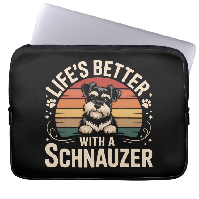 Leven is beter met een Schnauzer Laptop Sleeve (Voorkant)