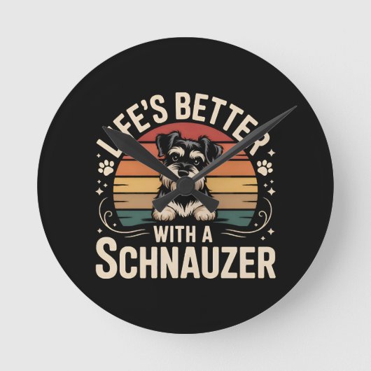 Leven is beter met een Schnauzer Ronde Klok (Voorkant)