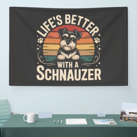 Leven is beter met een Schnauzer Spandoek (Beurs)