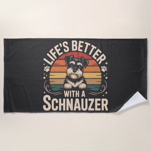 Leven is beter met een Schnauzer Strandlaken (Voorkant)