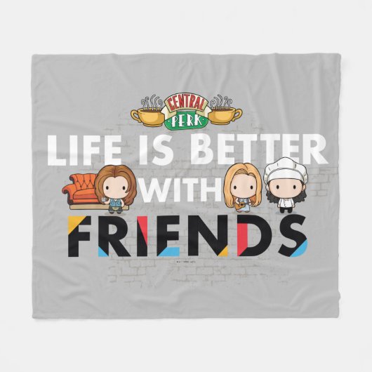 Leven is beter met FRIENDS™ Chibi-kunst Fleece Deken (Voorkant (Horizontaal))