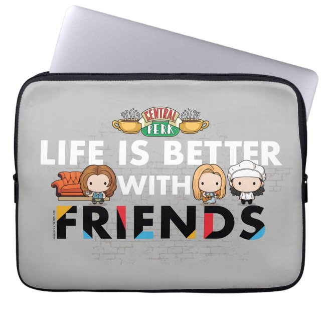 Leven is beter met FRIENDS™ Chibi-kunst Laptop Sleeve (Voorkant)