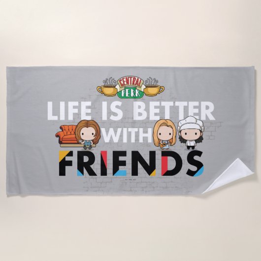 Leven is beter met FRIENDS™ Chibi-kunst Strandlaken (Voorkant)