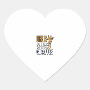 Leven is beter met giraffen vintage shirt ontwerp_ hart sticker