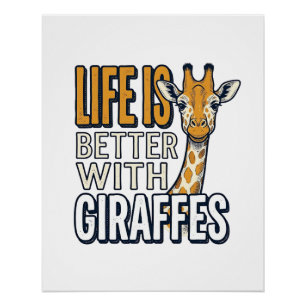 Leven is beter met giraffen vintage shirt ontwerp_ perfect poster