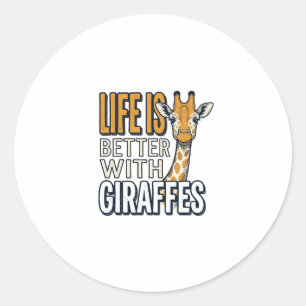 Leven is beter met giraffen vintage shirt ontwerp_ ronde sticker