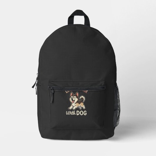 Leven Is Beter Met Hond Cartoon Bedrukte Rugzak (Voorkant)