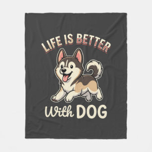 Leven Is Beter Met Hond Cartoon Fleece Deken