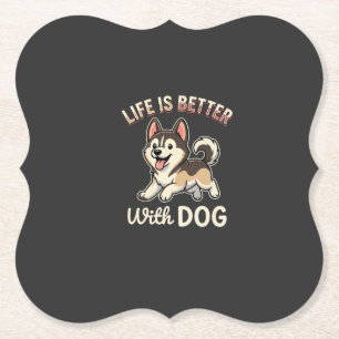 Leven Is Beter Met Hond Cartoon Kartonnen Onderzetters