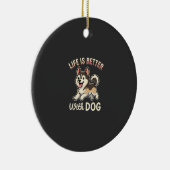 Leven Is Beter Met Hond Cartoon Keramisch Ornament (Rechts)