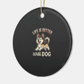 Leven Is Beter Met Hond Cartoon Keramisch Ornament (Links)